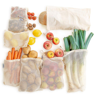 Eco-friendly Reusable Cotton Mesh Produce Bag | 3pcs