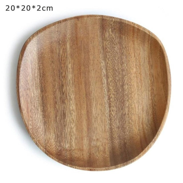 Eco-friendly Irregular Oval Solid Wood Plate