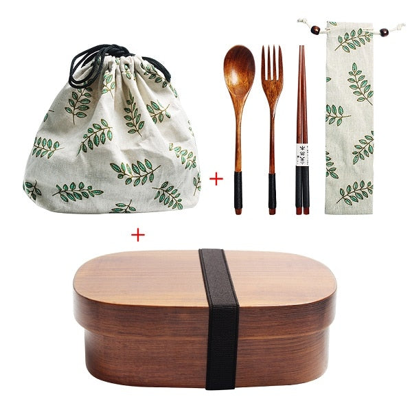 Eco-friendly Wooden Bento Lunch Box Set